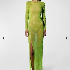 Santa brands green diamonds rhinestone maxi dress